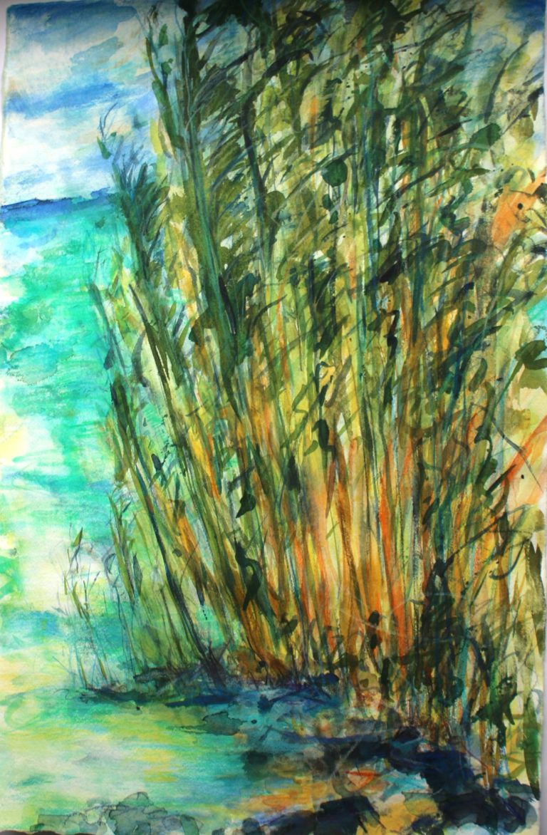 Balaton (2025), Aquarell und Tusche, 50 x 30 cm