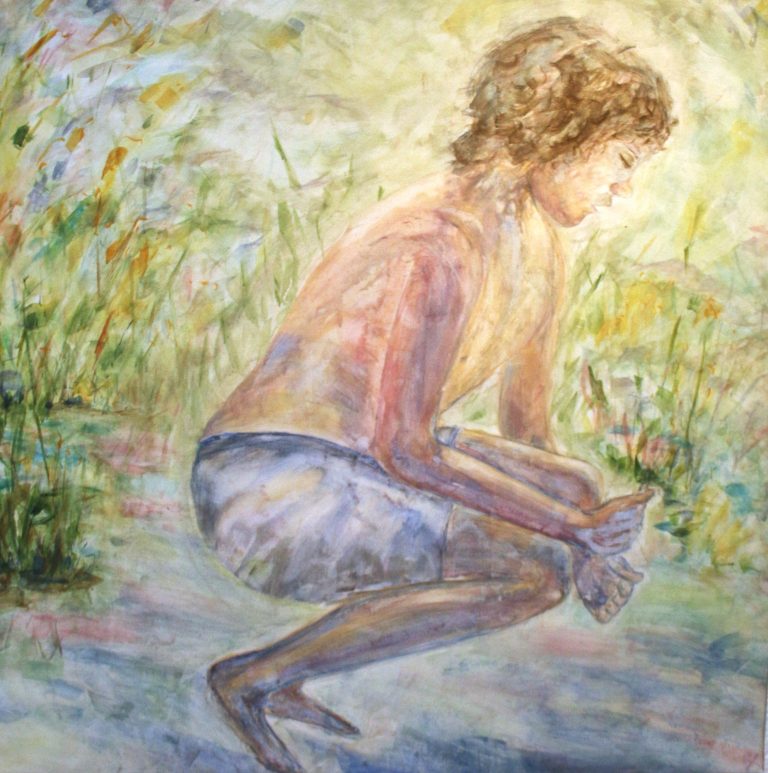 in sich (2025), Öl auf Leinwand, 110 x 110 cm