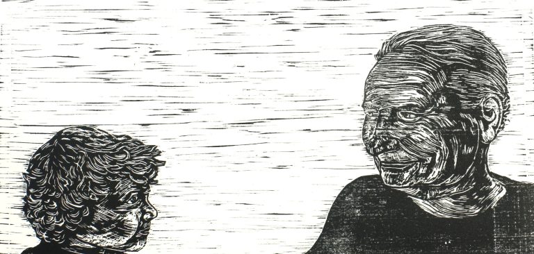 Augen-Blicke (2019), Holzschnitt, 17 x 36 cm