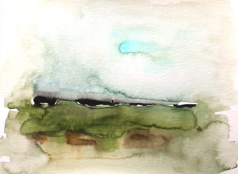 Sylt/Farbstudie (2021), Aquarell und Tusche, 24 x 32 cm