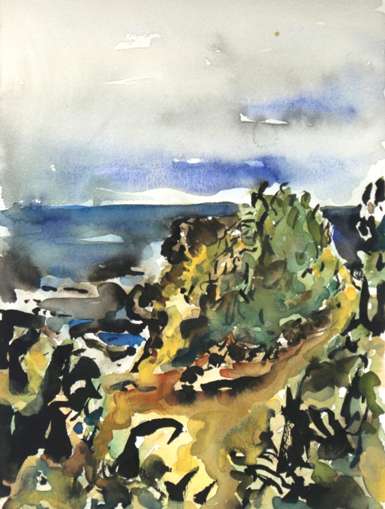 Morsumer Kliff (2021), Aquarell und Tusche, 32 x 24 cm