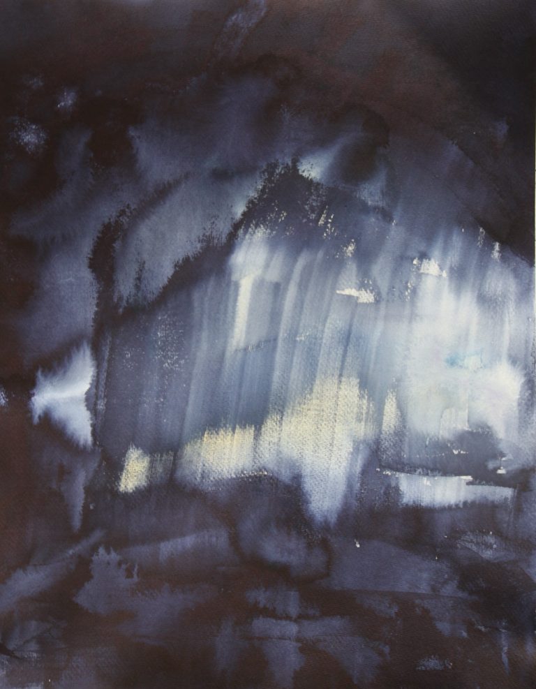 Alles fließt III (2023), Aquarell und Tusche, 60 x 50 cm