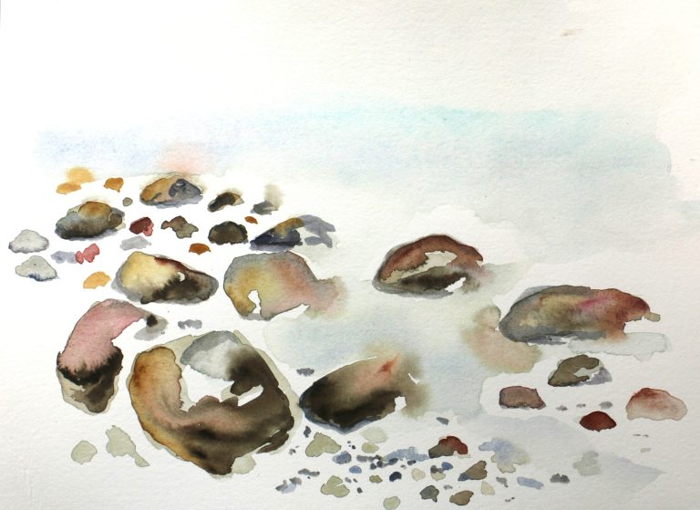 Steine bei Binz (2022), Aquarell, 24 x 32 cm