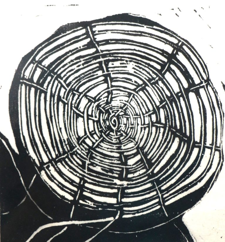 losmachen (2015), Holzschnitt, 14,5 x 14,5 cm